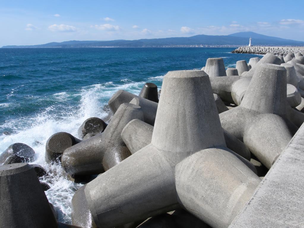 Image of precast concrete coastal protection blocks