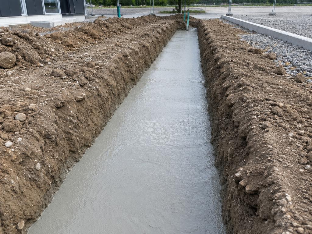 Image of cementitious fill in an excavated trench
