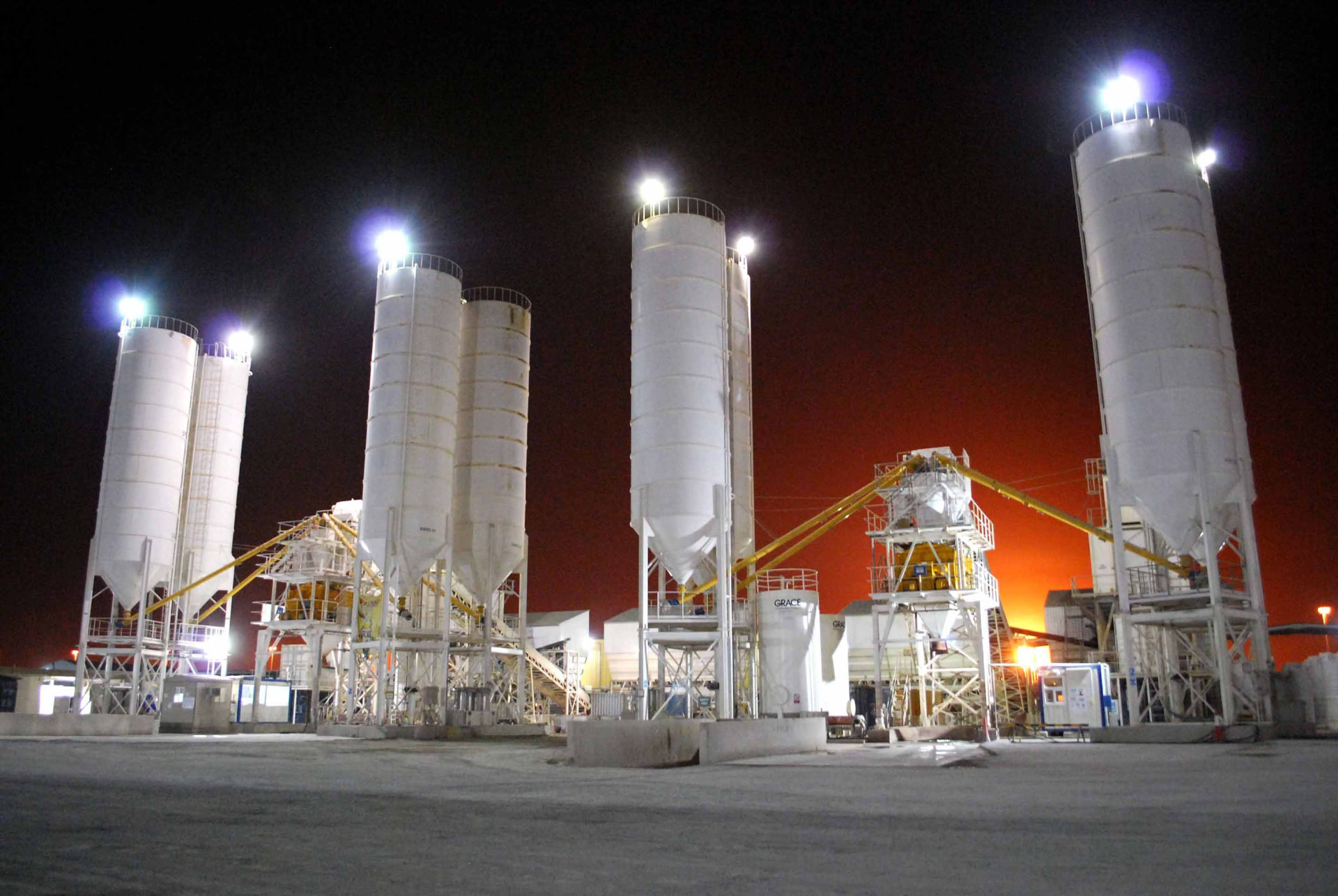 Rabban Readymix batching plant at night