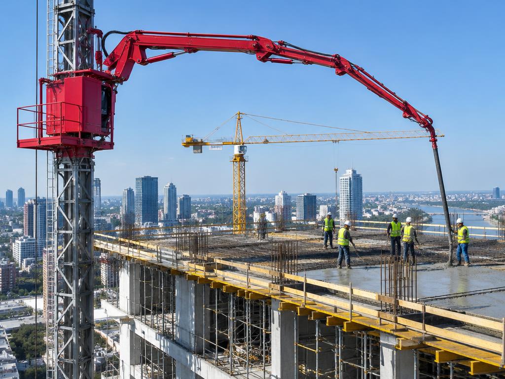Image of a mast-mounted concrete placing boom